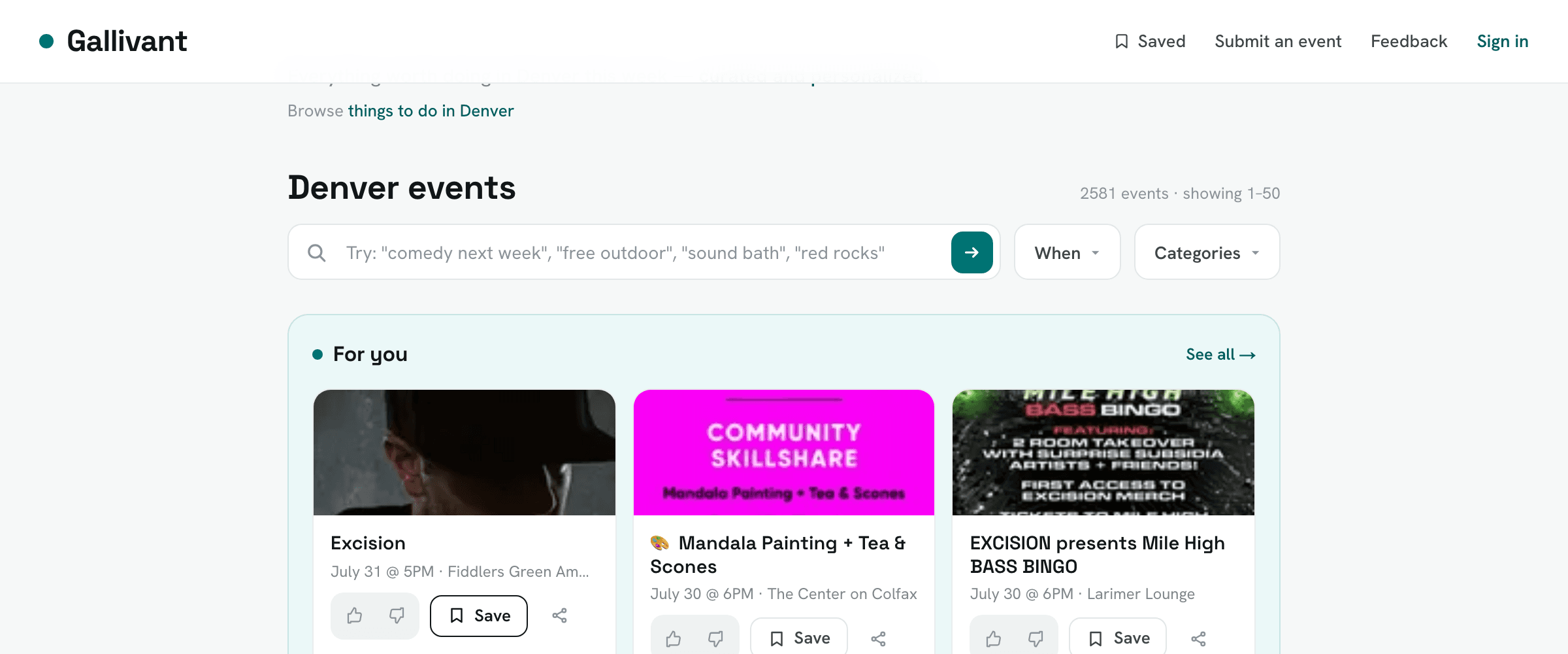 Gallivant — event feed